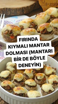 Fırında Kıymalı Mantar Dolması