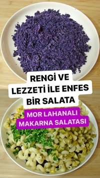 Mor Lahanalı Makarna Salatası