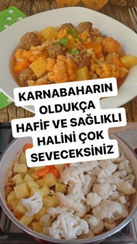 Tencerede Köfteli Karnabahar Yemeği